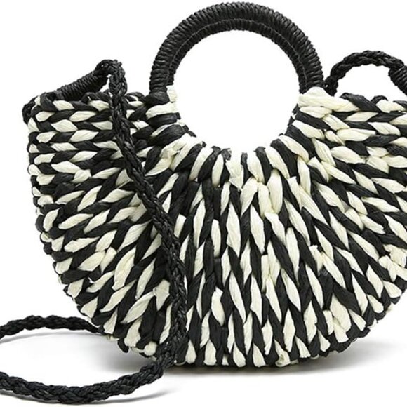 Women Straw Tote Bag Boho Crossbody Shoulder Handbag Beach Elegant Unique - Picture 1 of 7
